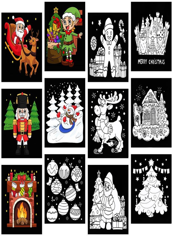 Moinchore 48 Pcs Christmas Velvet Coloring Posters Christmas Fuzzy Felt Coloring Pages Xmas Crafts for Adults Teenagers Classroom Holiday Arts Crafts Activity Party - Image 1